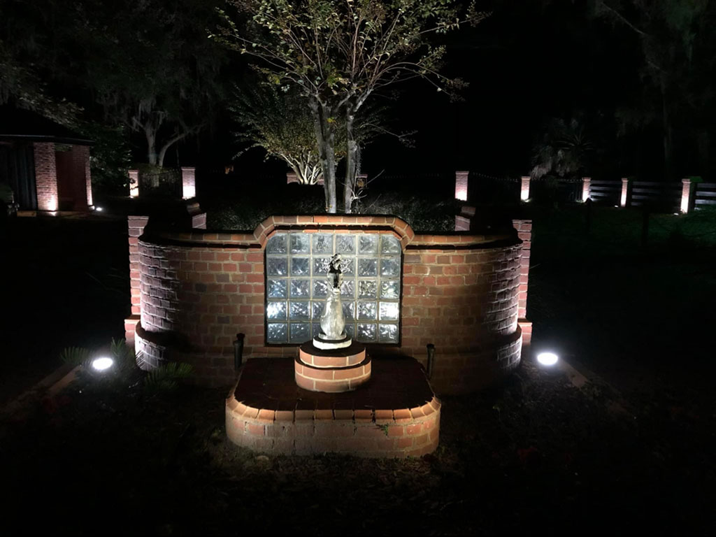 Highlight entry features with low-voltage uplights